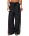 Edikted Kieran Stripey Nylon Track Pants In Black