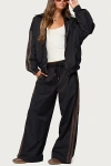 Edikted Kieran Stripey Nylon Track Pants In Black, Women's At Urban Outfitters In Black