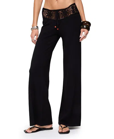 EDIKTED KIRSTY CROCHET WAIST KNIT PANTS
