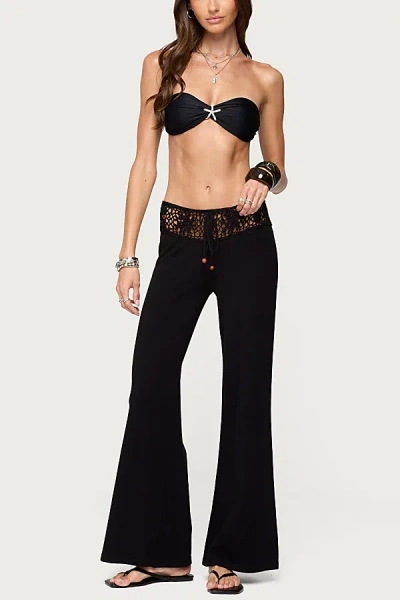 Edikted Kirsty Crochet Waist Knit Pants In Black, Women's At Urban Outfitters
