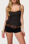 Edikted Kiya Stripe Peplum Camisole In Black