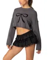 Edikted Bow Crewneck Crop Sweater In Gray