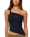 Edikted Knotted One Shoulder Asymmetric Top In Blue