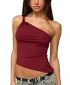 Edikted Knotted One-shoulder Asymmetric Crop Top In Burgundy