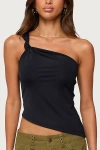 Edikted Knotted One Shoulder Asymmetric Top In Blue