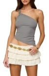Edikted Knotted One Shoulder Asymmetric Top