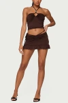 Edikted Koda Beaded Halter Crop Top In Brown