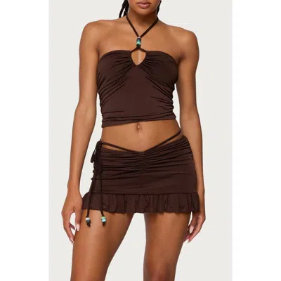 EDIKTED EDIKTED KODA BEADED HALTER CROP TOP