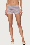 Edikted Kodi Striped Fold Over Shorts In Pink