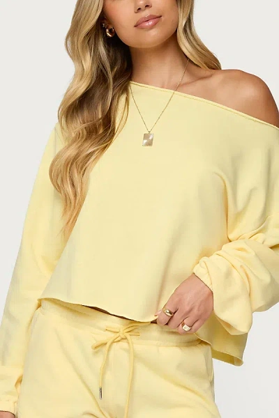 Edikted Kordelia Off Shoulder Sweatshirt In Yellow, Women's At Urban Outfitters