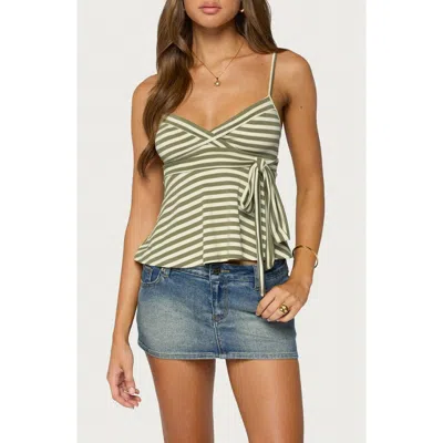 Edikted Kova Stripe Babydoll Camisole In Green