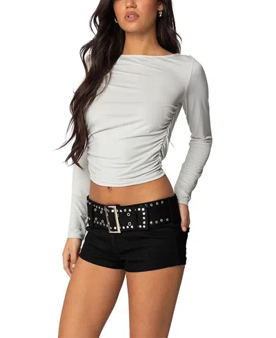 Edikted Kristy Open Cowl Back Top In Light Gray