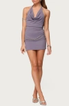 Edikted Kylah Chain Belt Halter Minidress In Purple