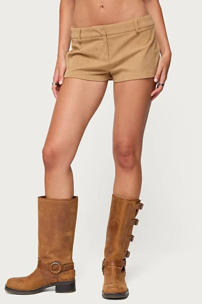 Edikted Kyler Corduroy Micro Shorts In Tan, Women's At Urban Outfitters In Neutral