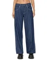 Edikted Kyler Pinstripe Low Rise Dark Rinse Wash Jeans In Blue