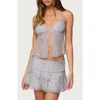 Edikted Kylie Beaded Split Front Top In Gray