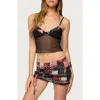 Edikted Kylo Sheer Mesh Crop Top In Black