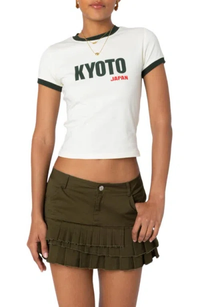 Edikted Kyoto Graphic Baby Tee In Beige