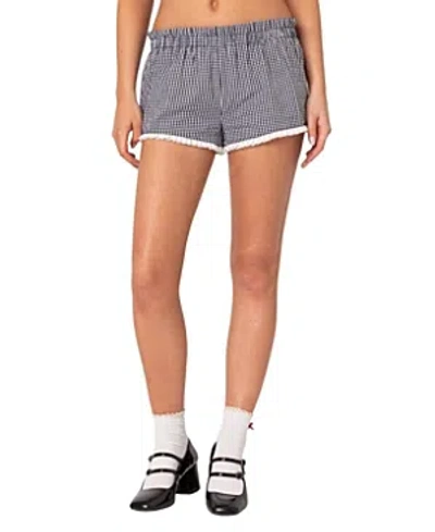 Edikted Kyra Gingham Shorts In Black-and-white