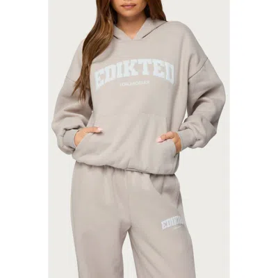 Edikted La Logo Oversize Fleece Graphic Hoodie In Gray