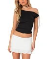 Edikted Lace Bow Detail One-shoulder Top In Black