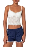 Edikted Cami Sheer Lace Tank Top In White