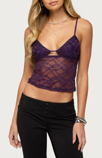Edikted Lace Cutout Camisole In Purple