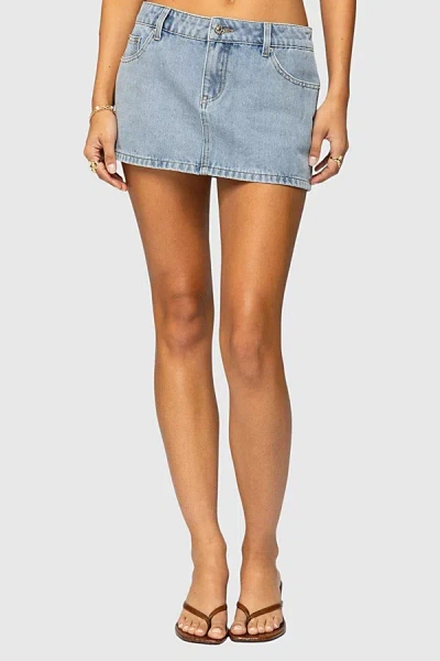 Edikted Lace Hearts Denim Mini Skirt In Light/blue, Women's At Urban Outfitters