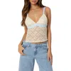 Edikted Lace Open Back Crop Camisole In Cream