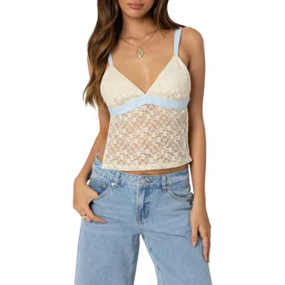 Edikted Lace Open Back Crop Camisole In Cream