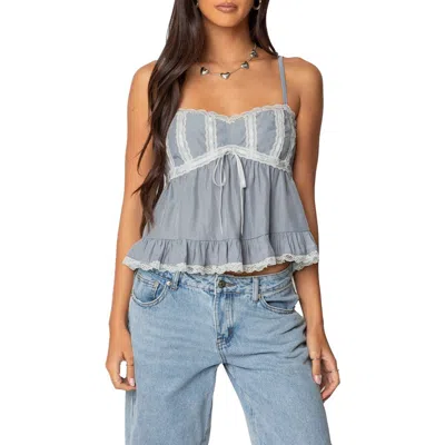 Edikted Lace Trim Babydoll Camisole In Gray