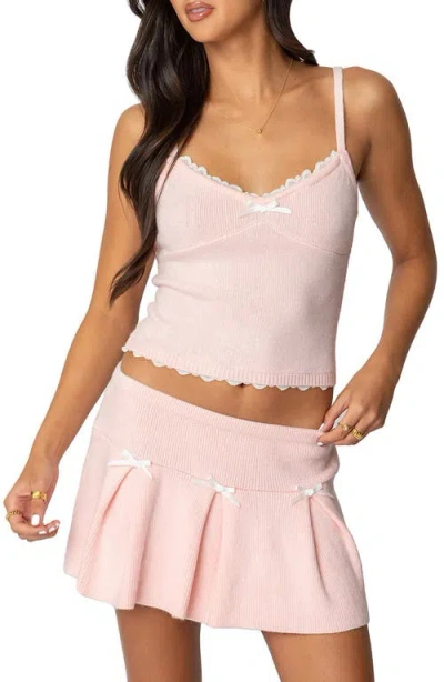 Edikted Lace Trim Sweater Camisole In Light-pink
