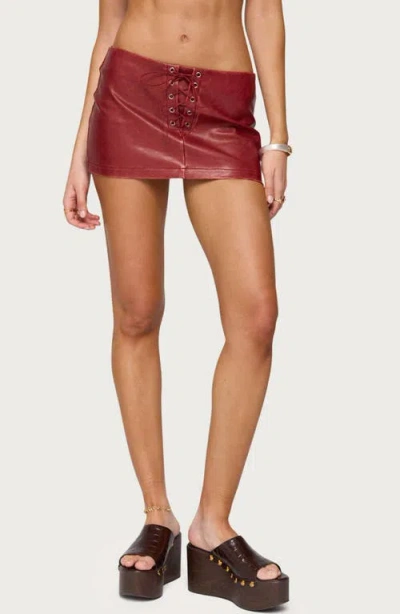 EDIKTED EDIKTED LACE-UP LOW RISE FAUX LEATHER MINISKORT