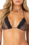 Edikted Lacey Animal Triangle Bikini Top In Leopard