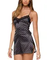 Edikted Lacey Backless Polka Dot Mini Dress In Black