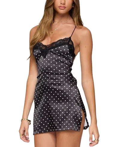 EDIKTED LACEY BACKLESS POLKA DOT MINI DRESS