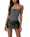 Edikted Lacey Cable Stitch Tube Top In Gray
