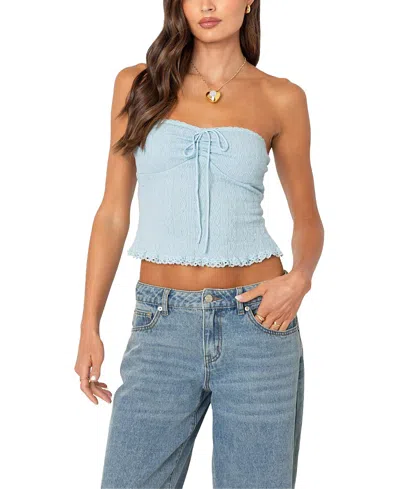 EDIKTED LACEY KNIT TUBE TOP