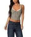 Edikted Lacey Layered Tank Top In Olive