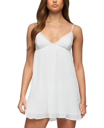 Edikted Lacey Pleated Sleeveless Minidress In White
