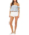 Edikted Lace Foldover Ruffle Hem Shorts In Cream