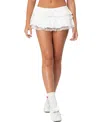 Edikted Lacy Tiered Ruffle Bloomer Miniskort In White