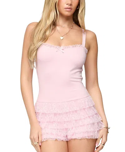 EDIKTED LACEY RUFFLED ROMPER