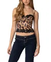 Edikted Leopard Print Satin Bustier Top In Leopard