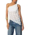 Edikted Sheer Lace One-shoulder Asymmetric Top In Cream