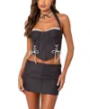 Edikted Laine Polka Dot Crop Halter Top In Black And White