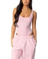 Edikted Lakely Rib Tank Bodysuit In Pink