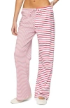 Edikted Laken Mixed Stripe Stretch Cotton Drawstring Pants