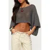 Edikted Laline Oversized Knit Crop Top In Gray