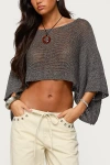Edikted Laline Oversized Knit Crop Top In Gray, Women's At Urban Outfitters In Multi